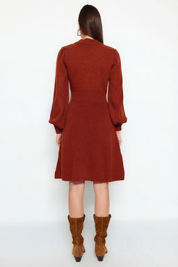 Kiremit Mini Triko Dantelli Elbise TWOAW22EL0011