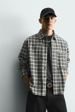 EMBROIDERED CHECK FLANNEL SHIRT - Zara фото 5