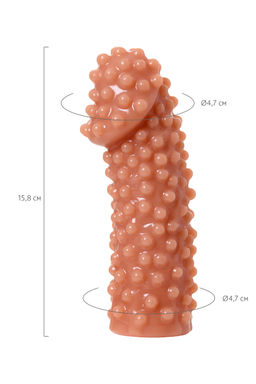 Насадка реалистичная KOKOS EXTREME SLEEVE 10-M с дополнительной стимуляцией, TPE, телесная, 15.8 см