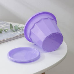 Цена за 4 шт. Горшок для цветов с поддоном Доляна «Эрика», 0.7 л, цвет сиреневый