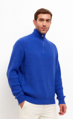 Джемпер мужской с воротом на молнии F310-0515Rus синий - Fine joyce фото 3