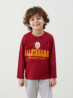 Bisiklet Yaka Galatasaray Bask?l? Erkek ?ocuk Pijama Tak?m?