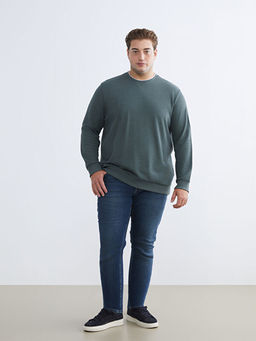 B?y?k Beden Bisiklet Yaka Erkek Sweatshirt