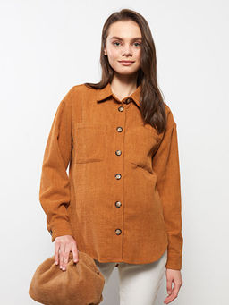 D?z Uzun Kollu Kadife Hamile G?mlek Ceket