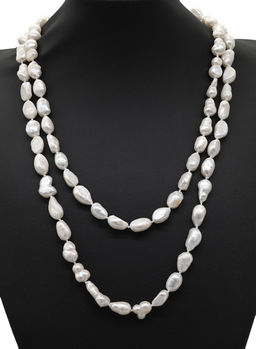 Бусы длинные из жемчуга барокко 8*10мм цвет белый, 110см