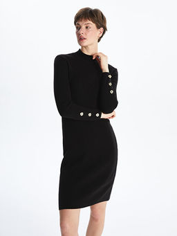 Yar?m Bal?k?? Yaka Kad?n Triko Elbise