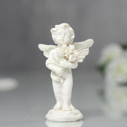 Фигурка полистоун Ангелочек с букетом роз, 7.2?4.5?2.8 см, МИКС