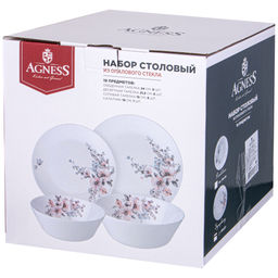 НАБОР СТОЛОВЫЙ AGNESS FLOWER SYMPHONY 19ПР: 24СМ/21,5СМ/15СМ /19СМ  фото 2