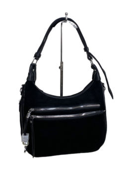 Женская сумка из искусственной кожи и натуральной замши, цвет черный