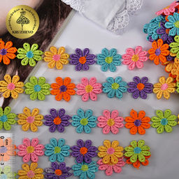 Кружево гипюр ромашка арт.TBY.12243 шир.25мм цв.мульти уп.13,71м