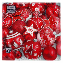 Салфетки бумажные "Bouquet Home Collection Classic" 33х33см, 3-х слойные, 20 штук в упаковке, 100% целлюлоза, "Новогодняя коллекция красная" (Россия)
