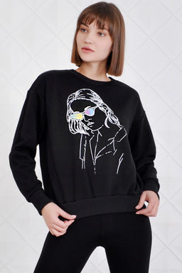 Арт. 1590 Свитшот женский 42-52 (6 шт) Цвет:черный
