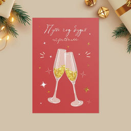 Цена за 20 шт. Открытка С Новым годом «Игристый год», 7.5×10.5 см