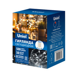ULD-S5000-500/DTA/RC WHITE IP44 DEW Гирлянда светодиодная Роса, 50м. 500 светодиодов. Белый свет. Пульт ДУ (в/к). Провод прозрачный. ТМ Uniel - Volpe фото 10
