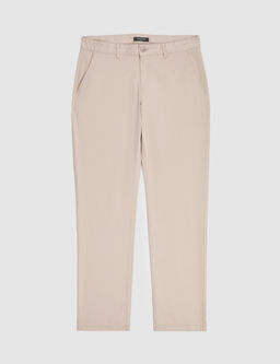 Bej Regular Fit Basic Kanvas Pantolon