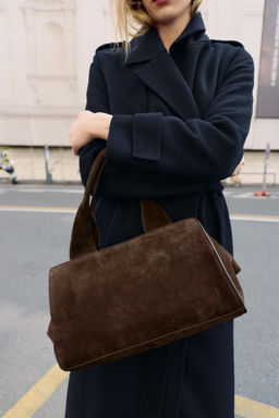 DOUBLE HANDLE SPLIT SUEDE LEATHER BAG - Zara фото 2