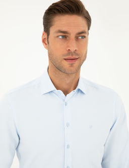 A__k Mavi Slim Fit Uzun Kollu G_mlek