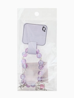 Браслет с подвесками "Сахарный" сердце, искра. шар № 10/8, цвет розово-фиолетовый в серебре   109679