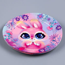 Набор бумажной посуды Зайка: 6 тарелок, 1 гирлянда, 6 стаканов, 6 колпаков - Страна карнавалия фото 3