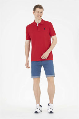 Мужская классическая красная футболка с воротником поло Basic - U.s. polo assn фото 10