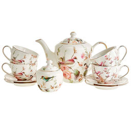 МЛ124P/10 Чайный набор 10 пр. (чашка 250 мл, зав. чайник 1350 мл) "Птички" в под. коробке (3)