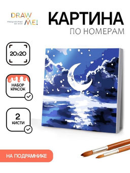 Картина по номерам на подрамнике Draw Me! Moon, (20*20 см)