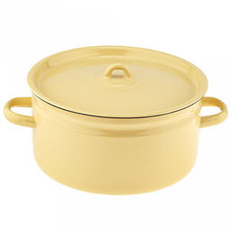 "Кремовый" Кастрюля эмалированная 5,5л, форма цилиндрическая, металлическая крышка, металлические ручки (Россия)