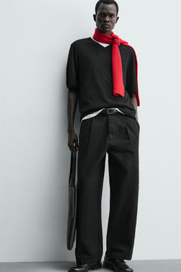 WIDE-LEG PLEATED TROUSERS - Zara фото 15