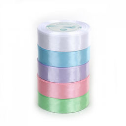 Лента атласная 25мм набор Пастель2 Magic4Hobby 5шт*22,5м (1м) пенопласт ВЫГОДНАЯ УПАКОВКА