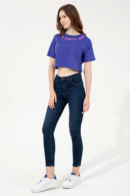 U. S. Polo Assn Женская синяя укороченная футболка с круглым вырезом - U.s. polo assn фото 10