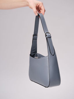 Сумка кожаная багет Deboro 31046 серый