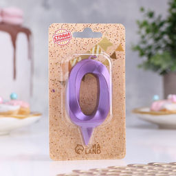 Цена за 2 шт. Свеча в торт «Грань», цифра 0, фиолетовый металлик, 6.5 см