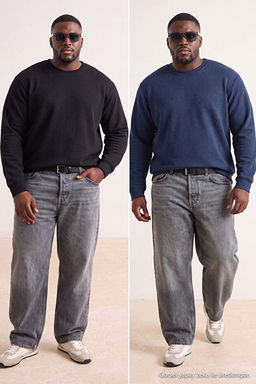 Siyah-Lacivert 2li Paket Regular/Normal Kesim Basic B_y_k Beden Sweatshirt TMNAW26AO00001