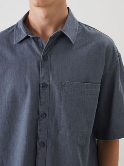 Rahat Kal?p K?sa Kollu Erkek Jean G?mlek