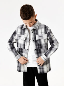 ACOOLA / Сорочка верхняя детская для мальчиков Simum серая клетка  фото 6