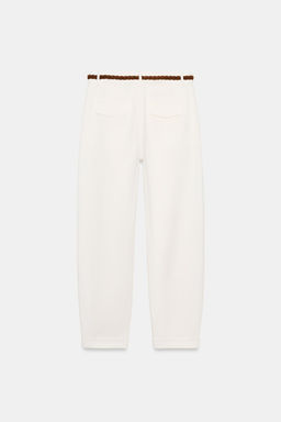 PANTAL?N CHINO CINTUR?N TRENZADO / Crudo - Zara фото 6