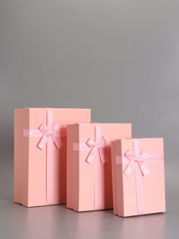 Набор подарочных коробок 3 в 1, прямоугольные с бантом, розовый фламинго, 33.5×25×11.5; 29×21×9; 24.5×17×6.5 см
