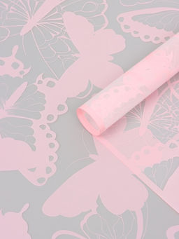 Цена за 20 шт. Пленка флористическая для цветов «Бабочки», розовая, 57×57 см