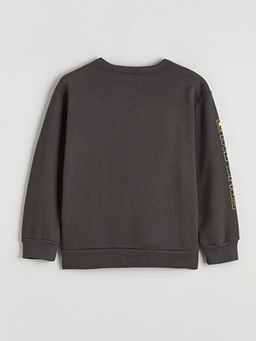 Bisiklet Yaka Minecraft Bask?l? Erkek ?ocuk Sweatshirt