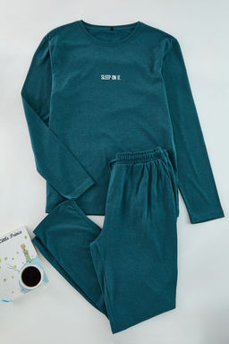 TRENDYOL MAN Lacivert Regular Fit Bask?l? Orme Pijama Tak?m? TMNAW24PT00005 - Trendyolmilla фото 25