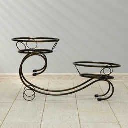 Подставка для цветов, напольная, на 2 горшка, d=14 см, бронзовая, «Букет»