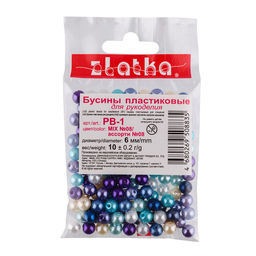 Бусина Zlatka MIX пластик PB-1 6 мм 10 х 10 г 0.2 г №08 ассорти