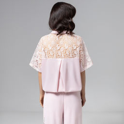 Рубашка комбинированная с кружевом, Стильное дежавю (розовый сон) - Charutti фото 5