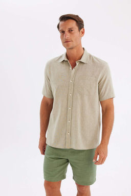 Рубашка стандартного кроя с воротником поло и короткими рукавами - Defacto фото 4