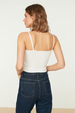 Ekru Crop Bustiyer Ince Bluz TWOSS22BZ0802