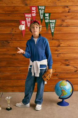 Новый свитшот стандартного кроя для мальчиков с полуводолазкой - Defacto фото 3