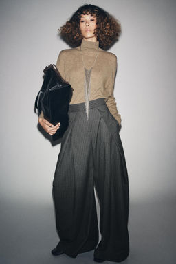 ZW COLLECTION PINSTRIPE DARTED TROUSERS - Zara фото 5