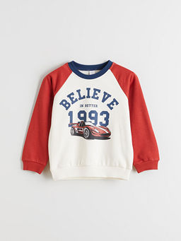 Bask?l? Erkek ?ocuk Sweatshirt