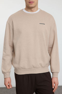 TRENDYOL MAN Siyah Unisex Oversize/Genis Kesim Sloganl? Bisiklet Yaka Ici Polarl? Sweatshirt TMNAW25SW00162 - Trendyolmilla фото 14