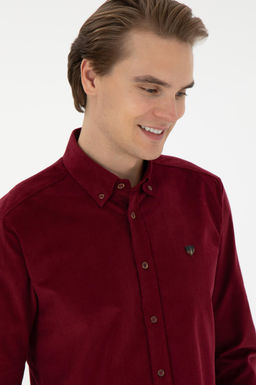 Мужская бордовая рубашка с длинным рукавом Неожиданная скидка в корзине - U.s. polo assn фото 2